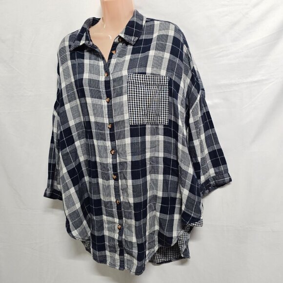 Anthropologie Pilcro The Bo Plaid Relaxed Top Blouse Shirt Size M/L - Picture 13 of 16